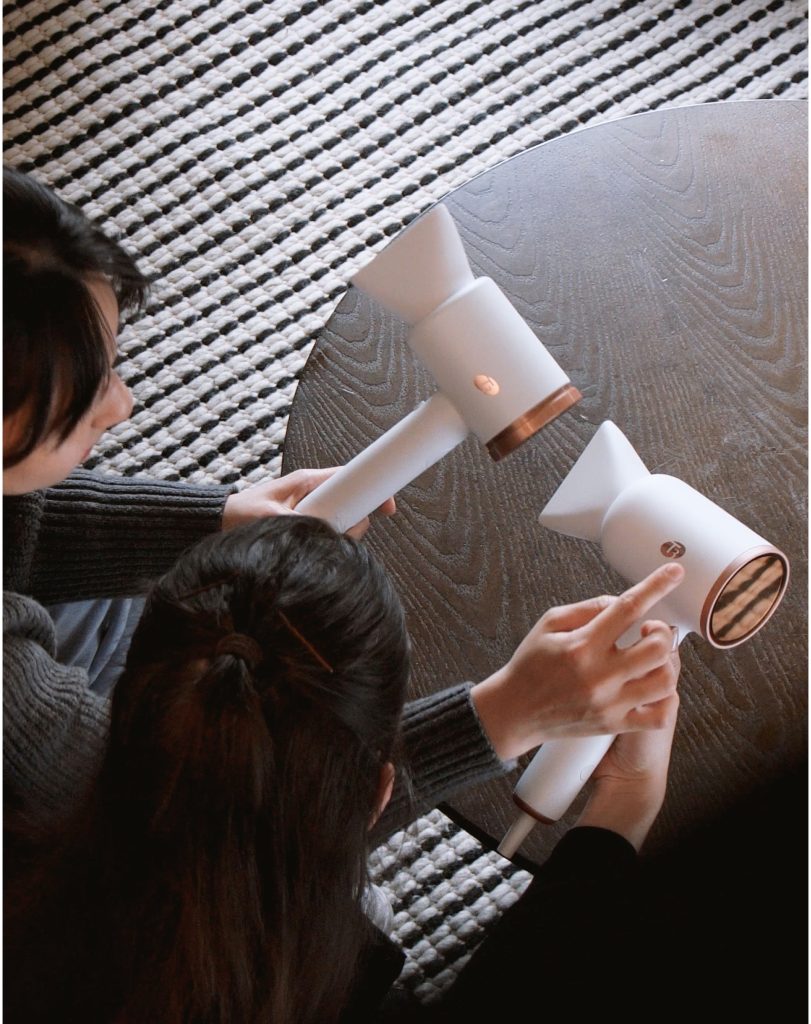 Design review photograph of the T3 hair dryer. Design and film by forpeople.