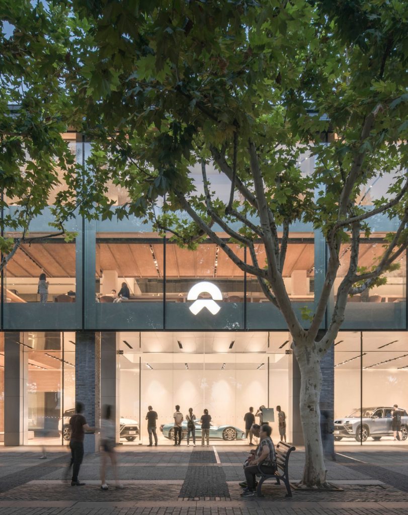 Imagery of the NIO House identity at the front door. Design by forpeople.