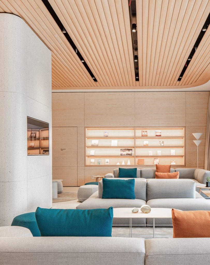 Photograph of the NIO House interior. Interior design, identity design and film by forpeople, courtesy by NIO.