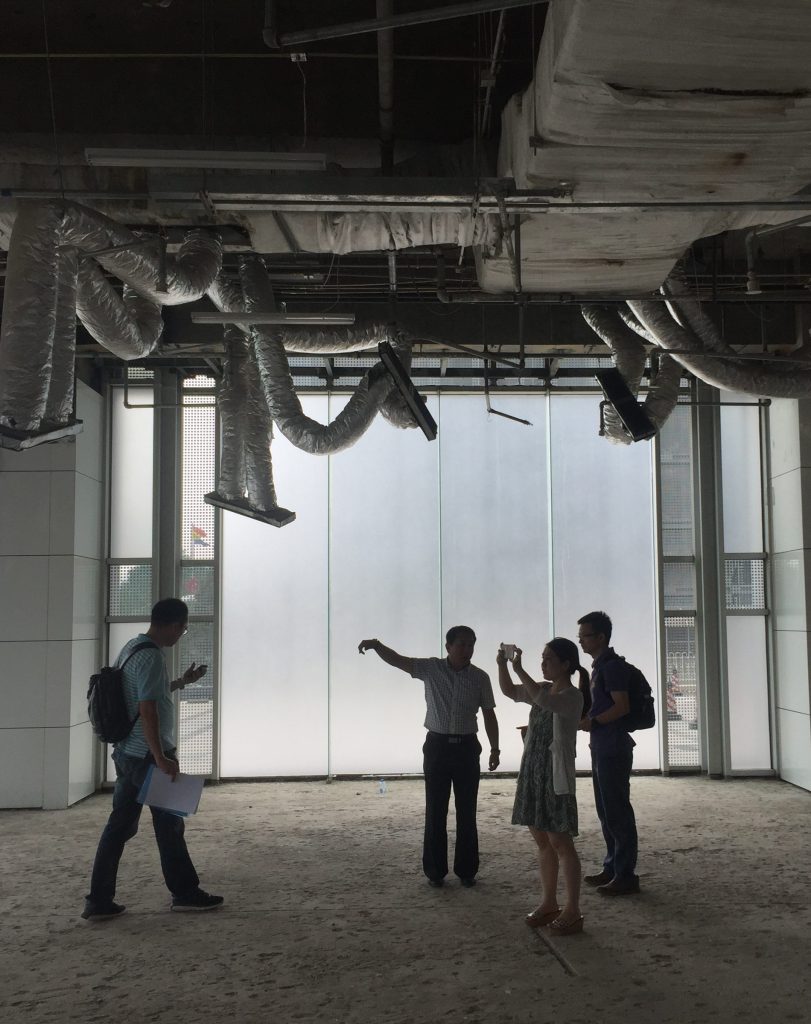 On-site photograph of interior design work at NIO House.