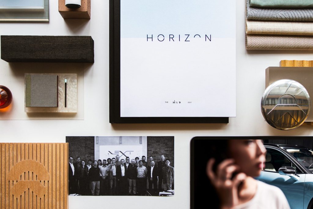 Photograph of NIO's sensory identity, created by forpeople.