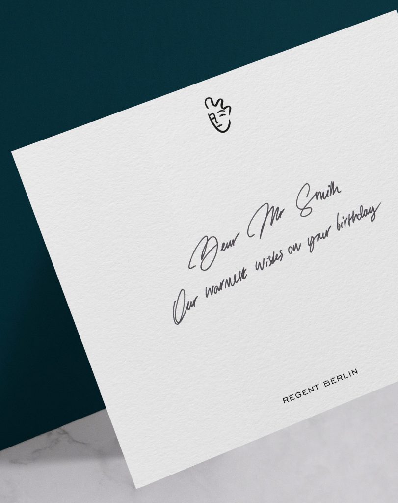 Photograph of a Regent letter, used as part of the brand experience. Designed by forpeople.