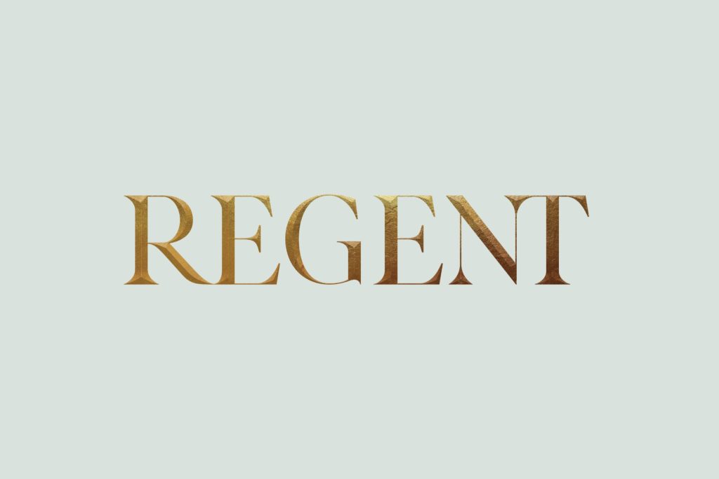 Regent logo in cold letter. Design by forpeople.