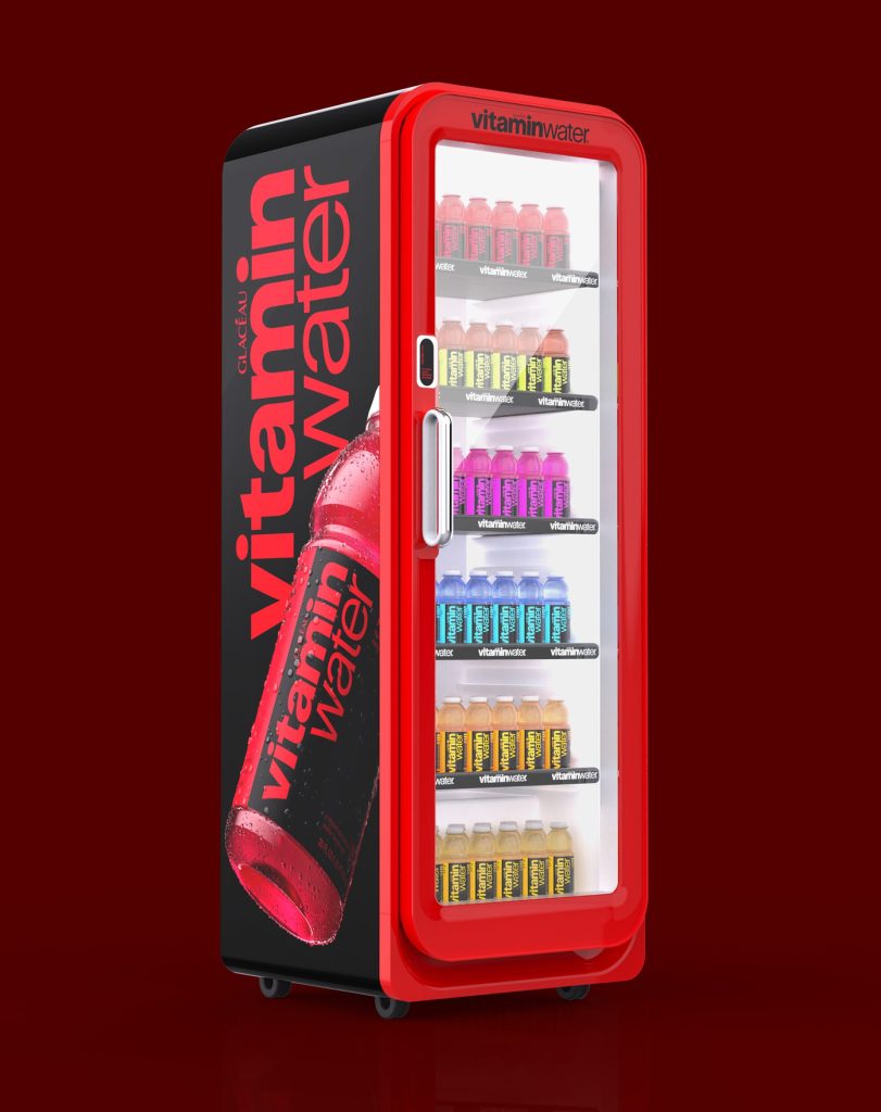 3D visualisation of a retail touchpoint concept for the vitaminwater rebrand. Design and 3D visualisation by forpeople