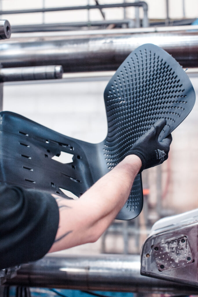 Photograph of Herman Miller Keyn Chair in production, by forpeople.