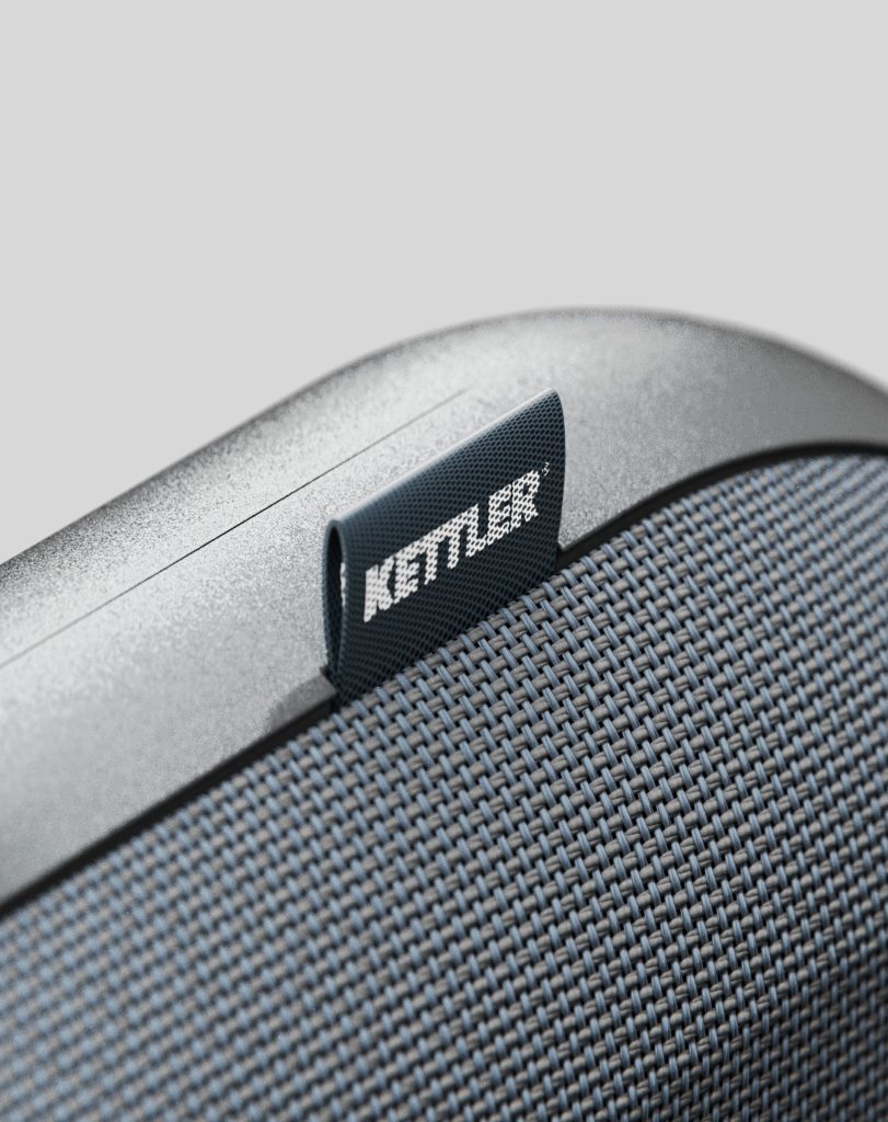 A close-up photograph of kettler HOI ride’s fabric label. Designed and filmed by forpeople.