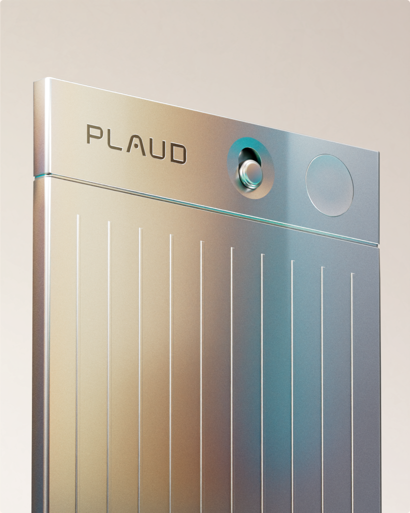 Forpeople Plaud. A render of forpeople's brand identity work for Plaud, an AI hardware company.