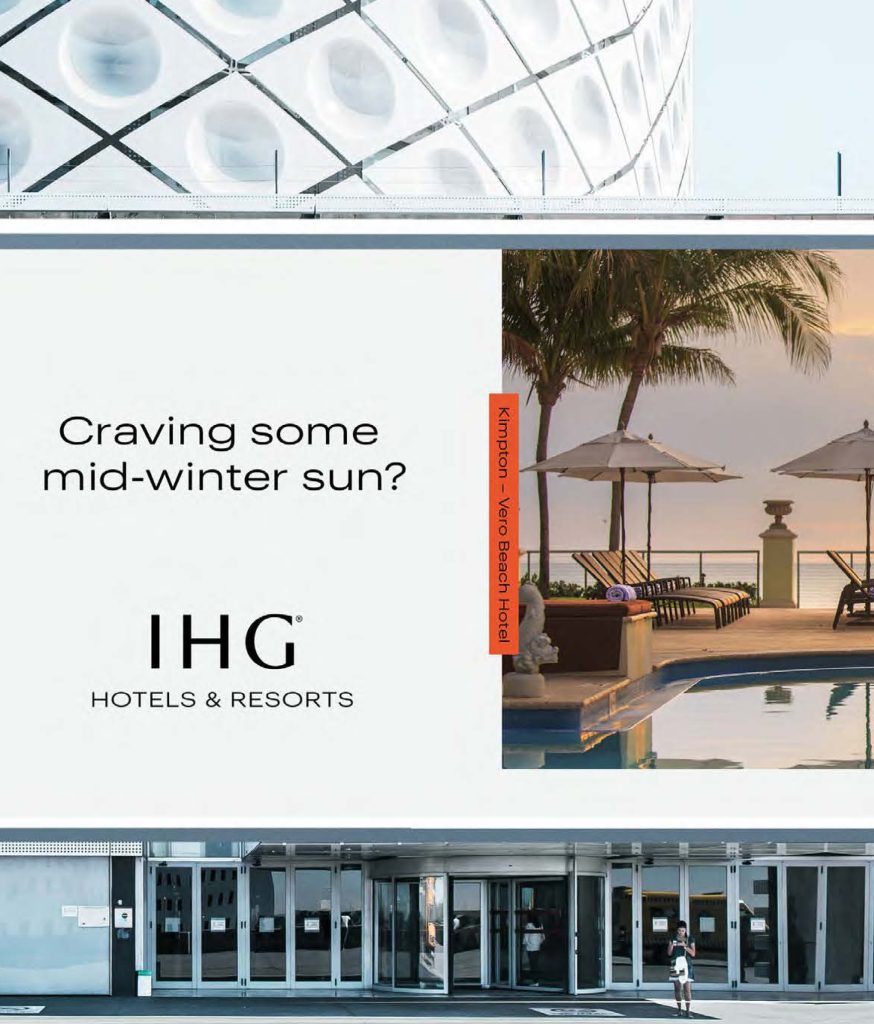 Brand billboard showcasing the IHG brand identity. Design by forpeople