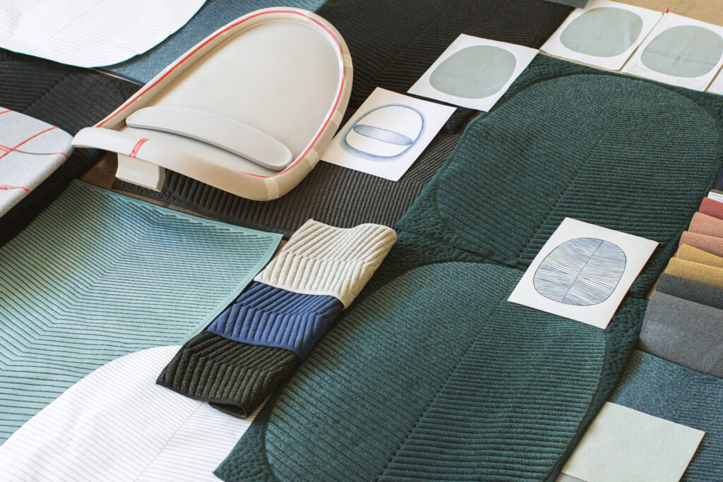 Photograph of Teknion's Tone chair materiality, designed by forpeople.