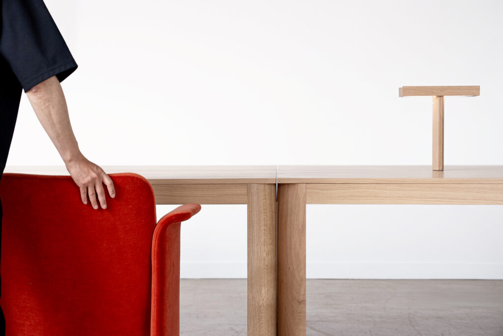 Photograph of VG&P's Plank table system, designed by forpeople.