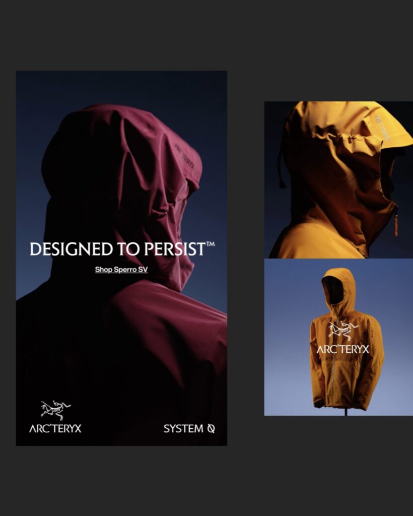 Arc'teryx System 0 swipe carousel montage